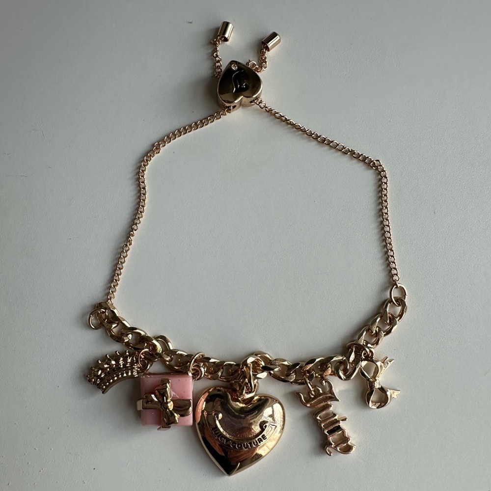 Juicy Couture Gold Charm bracelet/ earrings set - Picture 3 of 3